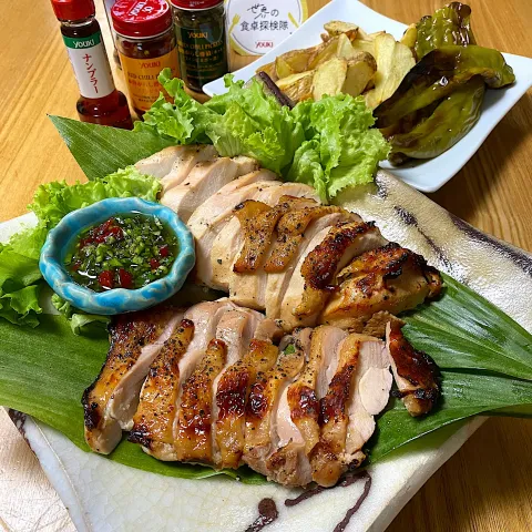 「赤唐がらしカット（酢漬）」を使ってみたSnapdishの料理・レシピ写真:ピン ガイ（ラオス風チキングリル）とティエオ ソム（ラオス風チリソース）