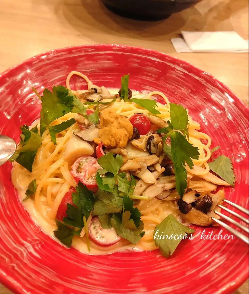 貝柱とウニのクリームパスタ|kinocooさん