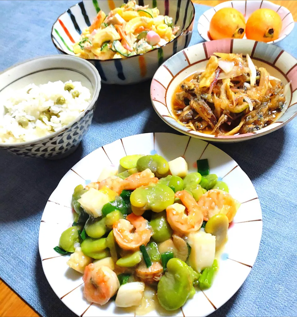 そら豆と海老、イカの旨煮＆煮干し酢の南蛮漬け|cherry🍒さん