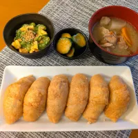 ☆いなり寿司　☆キュウリと卵の酢味噌和え　☆豚汁　☆キュウリキムチ|chikakoさん