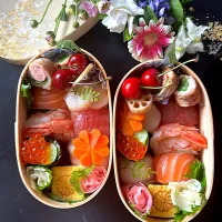 ふたりのお弁当 ~ぎゅうぎゅう握り寿司|とんちんさん