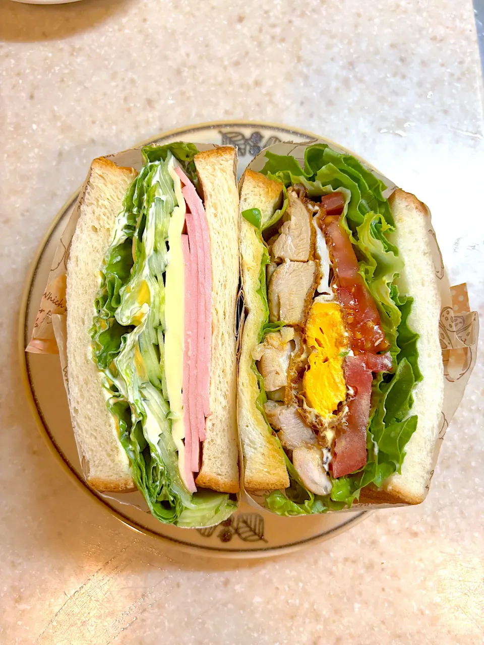 サンドイッチ（照り焼きチキン・ハムチーズ）|takezooさん