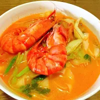老虎虾番茄甜椒羊肉汤面|michelleさん