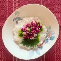 今日のランチは紫陽花粥