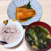 2025 0609　鯖のみぞれ煮　ほうれん草とわかめ、油揚げのお味噌汁|いもこ。さん