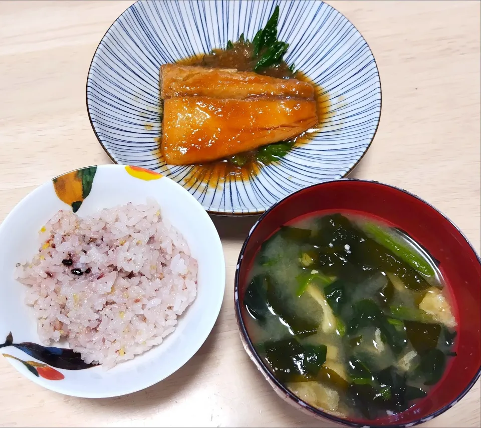2025 0609　鯖のみぞれ煮　ほうれん草とわかめ、油揚げのお味噌汁|いもこ。さん