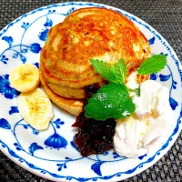よもぎパンケーキ　あんこと生クリーム添え|cocoaさん