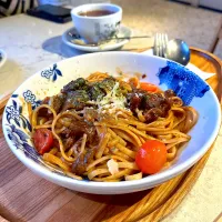 Slow cooked Wagyu red wine sauce linguine|skyblueさん