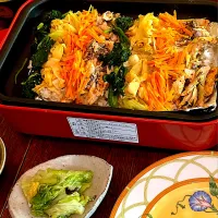 晩ごはん♯塩鯖のビビンバ♯ブルーノ♯ホットプレート|小松菜さん