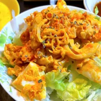 海老殻パスタソースのマカロニサラダ| DKさん