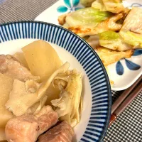 大根と豚肩ロース肉の煮込みと、キャベツとちくわ炒め|トモさん