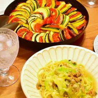 ラタトゥイユとあさりのパスタ| うにんぱすさん