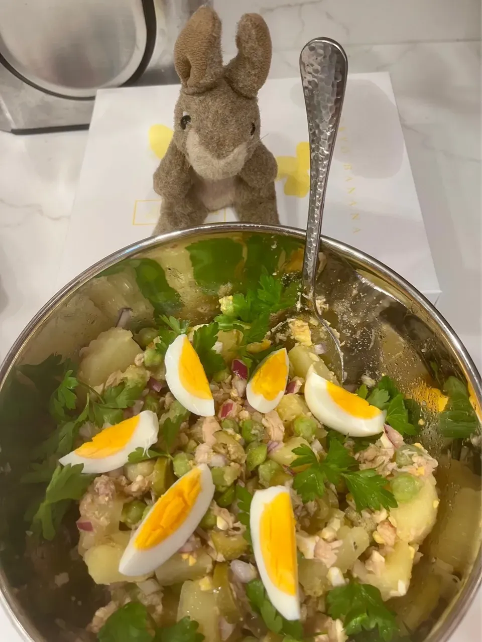 2025/6/10   青いひよこ豆とツナのサラダ   Potuguese Salad with Green Galvanzo Beans and Tuna|19 Boys & 野鳥さん