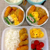 揚げ物弁当。旦那さん、娘弁当。|ゆーこ。さん