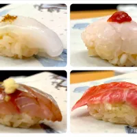 寿司コース🍣・⑧ アオリイカ・ハモ・アジ・マグロ 😊✨（ハモの寿司は初めてかもぉ？ん〜以前食べた様な😅笑）| 山勝さん