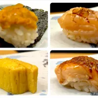 寿司コース🍣・⑪紫ウニ・ホタテ・玉子焼き・アナゴ 😊✨（アナゴのタレめっちゃ美味しかった⁉️）|山勝さん