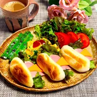 ハムチーズのミニコッペパンのワンプレート|まめもにおさん