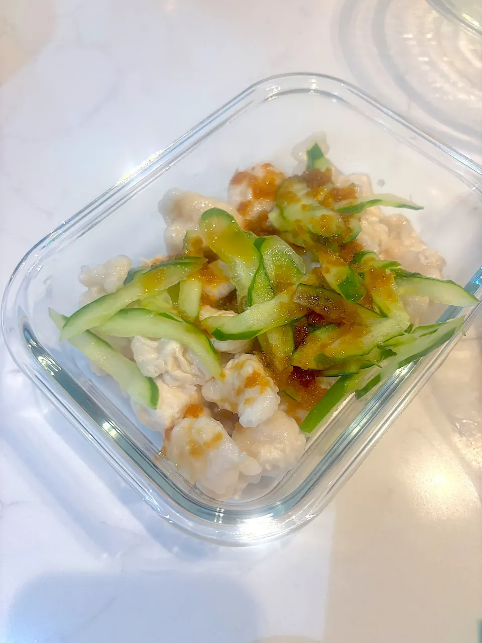 ささみ塩麹漬け茹で→キュウリポン酢|まりっぺさん