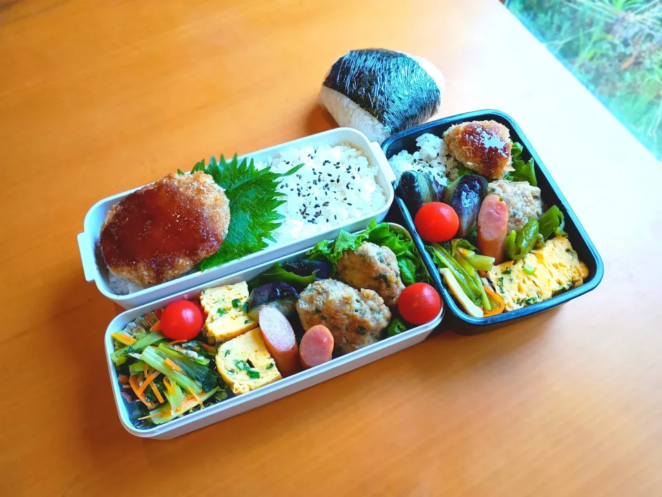 次男・私弁当&おにぎり|tamagomagomagoさん