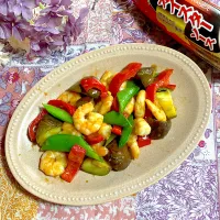 海老と野菜のオイスターソース炒め✨