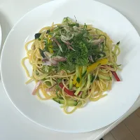 お箸で食べる冷製パスタ| miyuさん