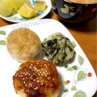＊みそ、だし醤油、かぶの葉焼きおにぎり♪と土佐文旦♪＊|ultramarineさん