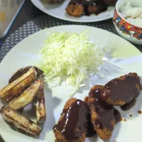 クリームコロッケ＆イワシの梅肉フライ＆ポテトフライ|テケテケさん