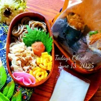ぶっかけ蕎麦&鶏天むす弁当✨|さらママさん