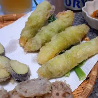 ヤングコーンのひげ巻き揚げ🌽|びせんさん