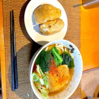 きつねうどんと生姜入りいなり|ゆんたくさん