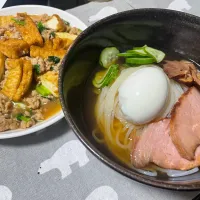 [厚揚げのしょうがそぼろあんかけ]と[無印の冷麺]|陽さん
