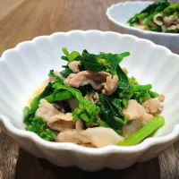 菜の花と豚肉の煮浸し|古尾谷りかこさん