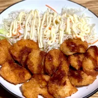 ☆白身魚フライ ☆千切りミックスサラダ|まぁたんさん
