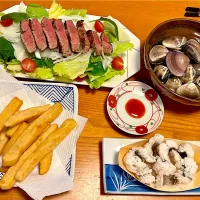 ステーキサラダ&鱧&はまぐり| マイさん