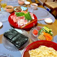 皆んなでワイワイ手巻き寿司‼️