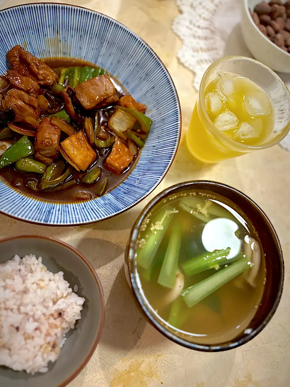 黒酢豚定食、青梗菜のたまごスープ|MIEKO 沼澤三永子さん