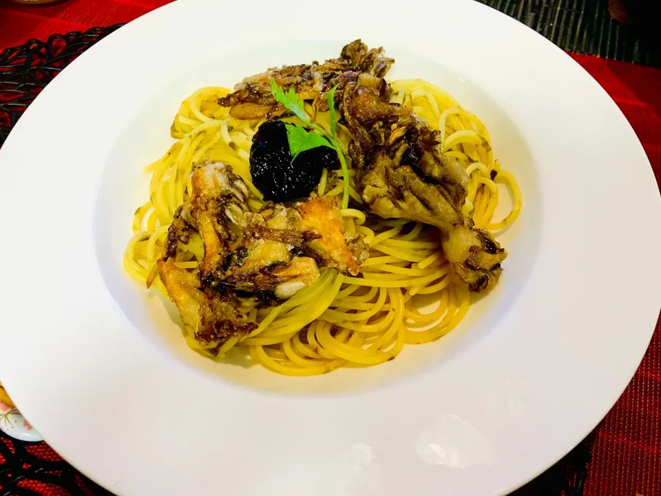 ✩.*˚舞茸とのりの佃煮パスタ|ゆきえもんさん