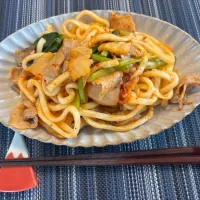豚キムチ焼きうどん|こぐまさん