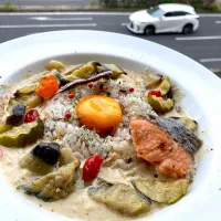 サーモン入りグリーンカレー
