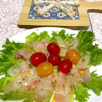鯛のカルパッチョとブルーチーズ|ネコさん