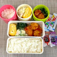 唐揚げチリソース弁当。娘弁当。|ゆーこ。さん