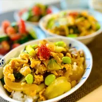 豚肉と青梗菜のオイスター餡掛け丼