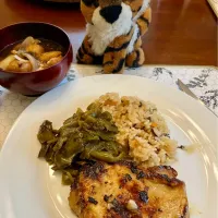 2025/6/15   鶏ももの焼き物　きつねさん特別出演　Chicken Thigh Marinated with Pickled Plums|19 Boys & 野鳥さん
