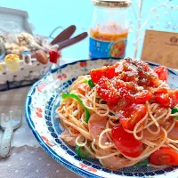 冷やしナポリタン風冷製パスタ
カゴメ『アンナマンマ冷製パスタソース』使用|がぁがさん