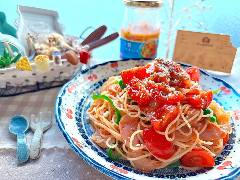 冷やしナポリタン風冷製パスタ
カゴメ『アンナマンマ冷製パスタソース』使用|がぁがさん