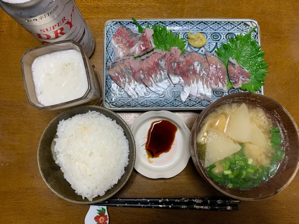 夕食　ヒラアジの刺身|ATさん