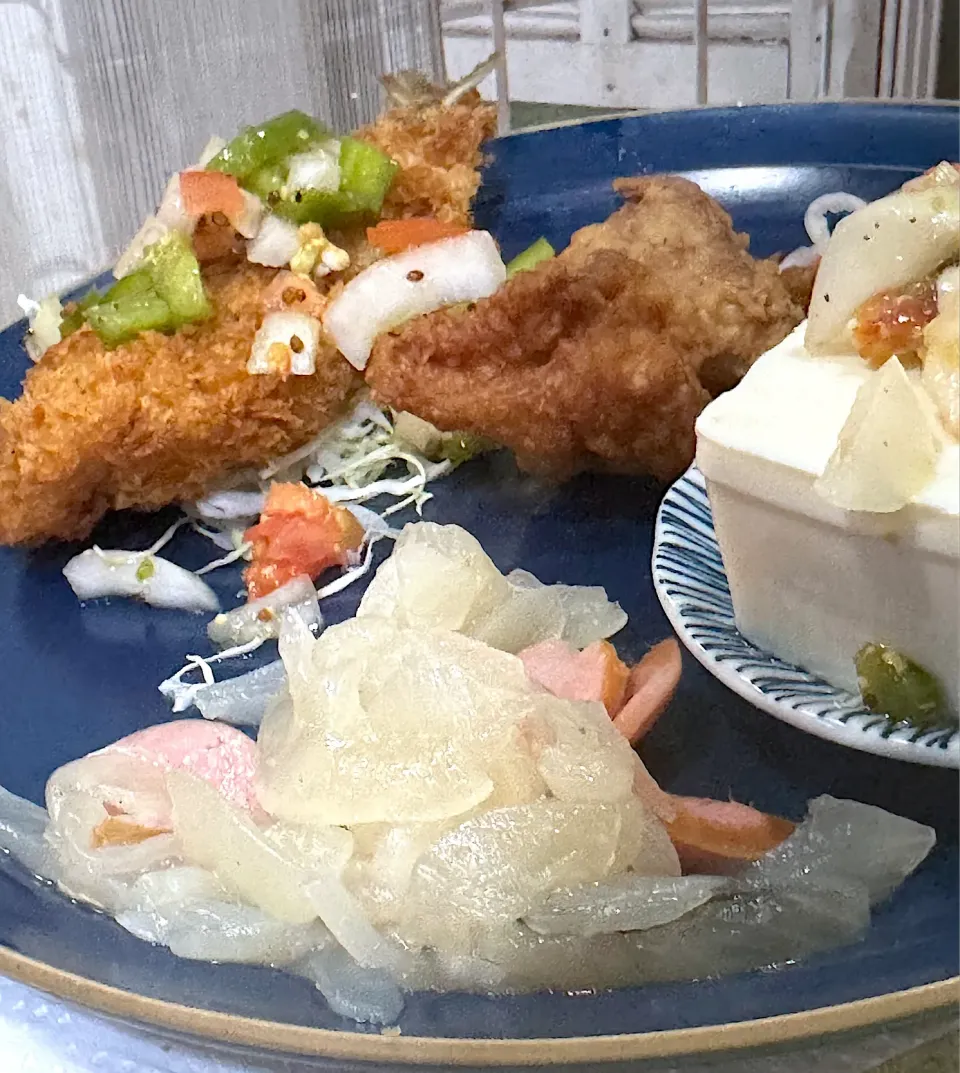 🐧ペンギン2さんの料理 サミカさんの料理 春の鯵のフライラビゴットソース添えて夕食🍽️|🐧ペンギン2さん