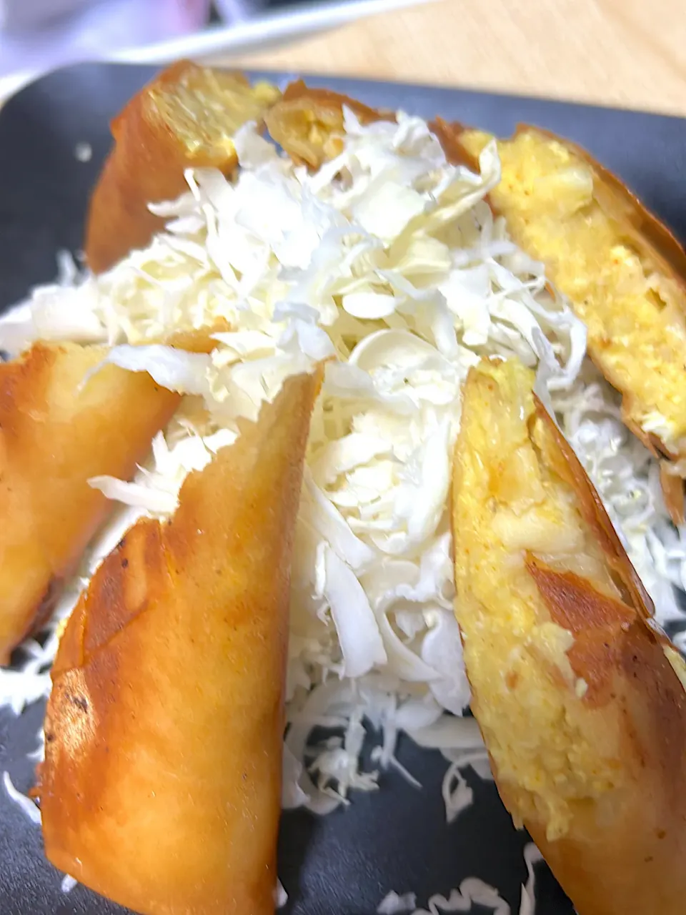 カレーマヨ卵オジャガ春巻き|ひらけごま@たかさん