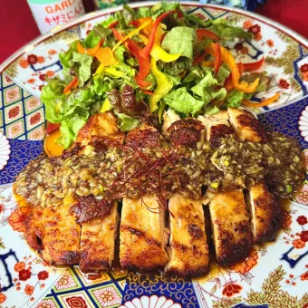 Snapdishの人気料理写真:鶏むね肉の揚げない油淋鶏  🇨🇳