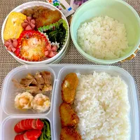 チキンカツ弁当。旦那さん、娘弁当。|ゆーこ。さん